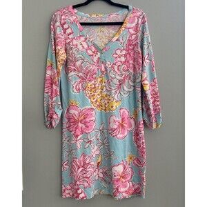 Lilly Pulitzer Palmetto Dress Womens Medium Lolita Breakwater Blue Pima Cotton